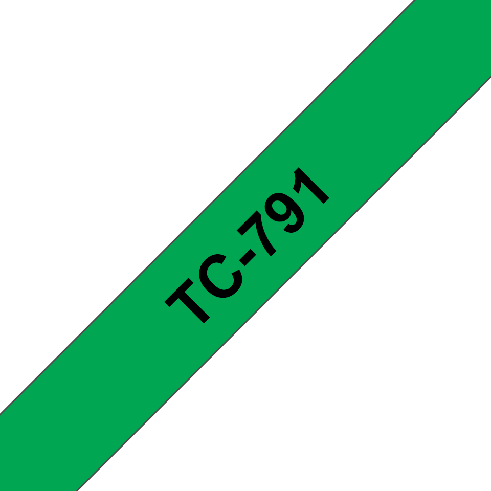 Original Brother TC791 tape – sort på grøn, 9 mm bred